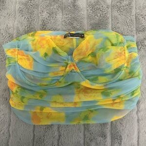Zara Colorful Mesh Bustier Crop Top